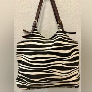 Michael Kors fabric and leather zebra tote